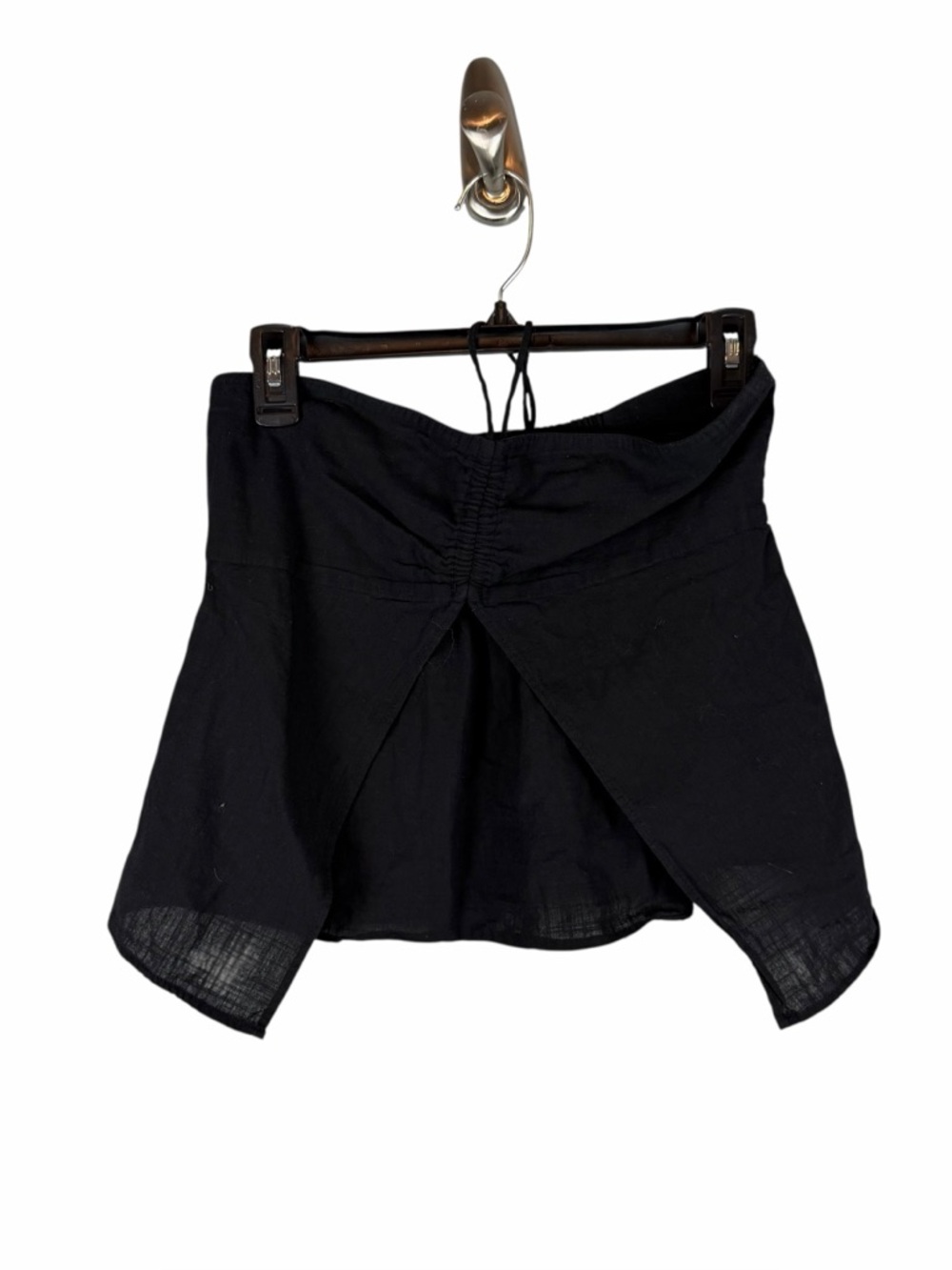 Edikted Black Smocked Handkerchief Hem Halter Crop Top Size M